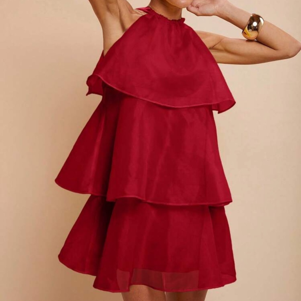 Rebellious Rose Red Halter Mini Dress 💌 - Picture 4 of 4